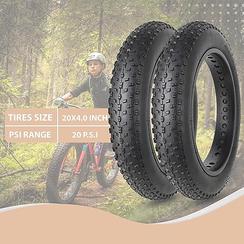 MOHEGIA 20x4.0 Fat Bike Tires & Tubes Set - 2 Pack for E-Bike, MTB, Snow, Off-Road