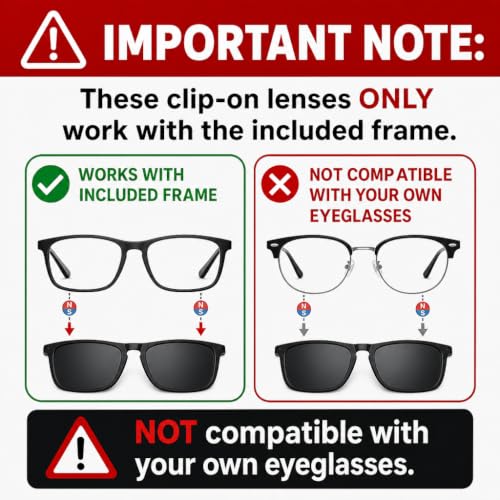 Magnetic Clip-On Polarized Sunglasses - Retro Half Frame 5 Pack
