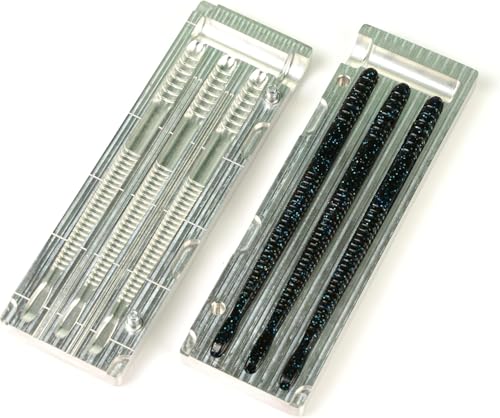 Aluminum Soft Plastic Lure Mold for Fishing Baits - 3 Cavity, 6" Roboworm Fat Tail