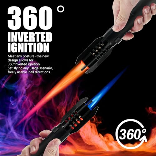 Butane Torch Lighter with Jet Flame, Refillable Cooking Torch for Grilling & Camping - Gifts for Men