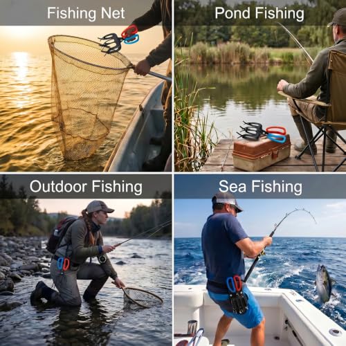 Heavy Duty Fish Lip Gripper with Hook Remover Tool Set - 3 Pack for Freshwater & Saltwater Fishing