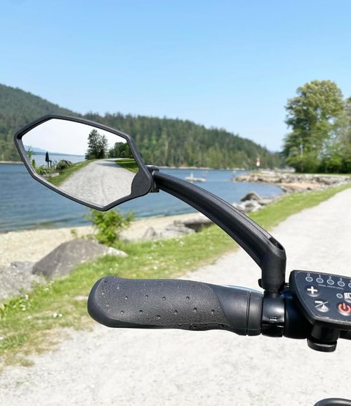 Hafny New Handlebar Bike Mirror, HD Glass Lens, Adjustable & Rotatable Safe Rearview Bicycle Mirror, Blast-Resistant, HF-M6002-FR053 (Anti-glare Blue Left Side)