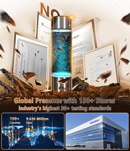 Clcepore Gray Hydrogen Water Bottle Up to 5800 PPB - Certified Hydrogen Generator for Sports & Travel