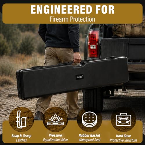53.9-Inch Locking Rifle Storage Case with Foam & Waterproof Seal - Black