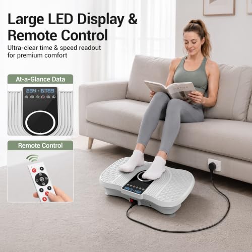 White Vibration Plate Exercise Machine 450lbs Capacity Full Body Shaker