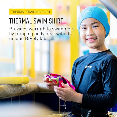 X-Small FINIS Thermal Swim Shirt for Youth - Black, Heat-Retaining BiPoly Fabric