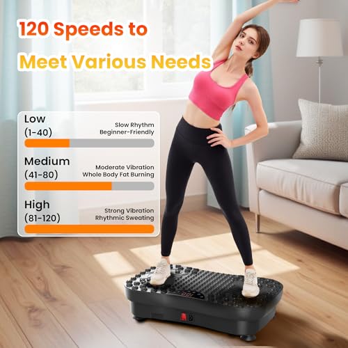 AXV Black Full Body Vibration Plate Exercise Machine for Weight Loss & Fitness