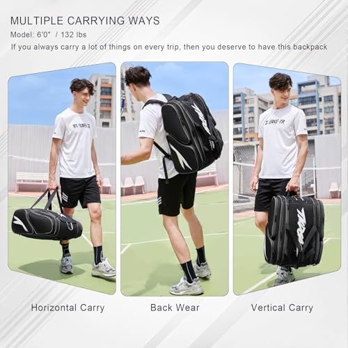 TILDOSAC Large Pickleball Bag 15.5 x 9.84 x 22 Black - Paddles, Shoes & Accessories
