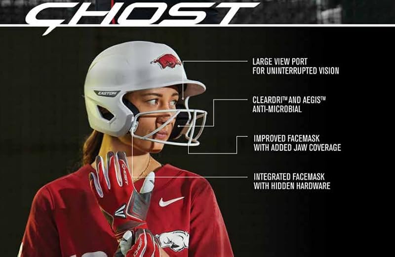 Easton Ghost Batting Helmet with Mask - Fastpitch Softball, M/L, White