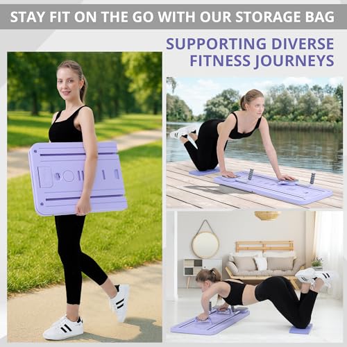 JANUA Purple Pilates Reformer Board 5-in-1 Foldable Home Workout Equipment