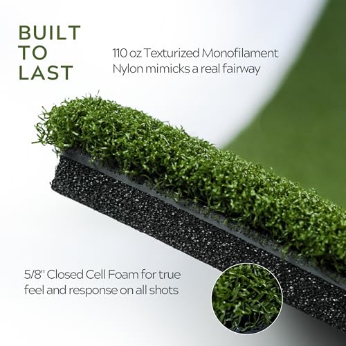 Golf Hitting Strip 10x24 Inch Practice Turf with Tee Insert - Realistic Fairway Feedback