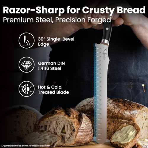 CoquusAid 9-Inch Resharpenable Bread Knife for Slicing Bread and More