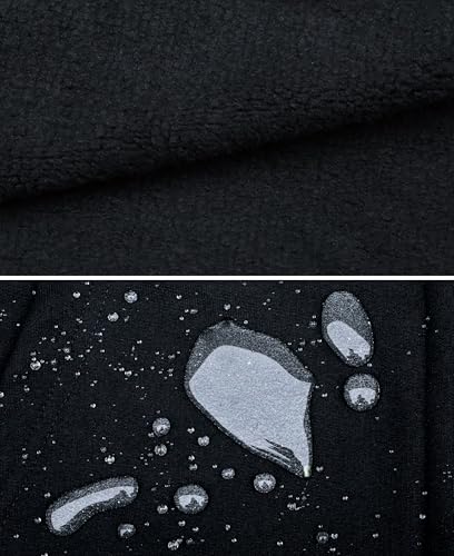 BOCOMAL Men's Heavyweight 14oz Zipper Hoodie Mock-Neck Fleece Jacket - Large Black