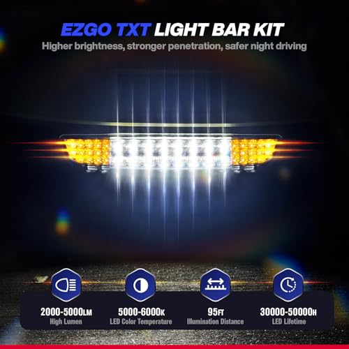 Golf Cart LED Light Bar Kit for EZGO TXT 1996-2013 Street Legal 12V Headlights Taillights