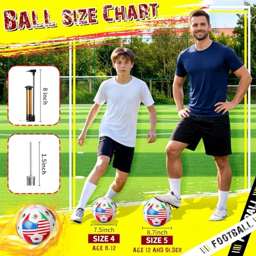 Size 4 Flag Soccer Ball - Multi Country World Flag for Training & Match - Includes Pump & Needle