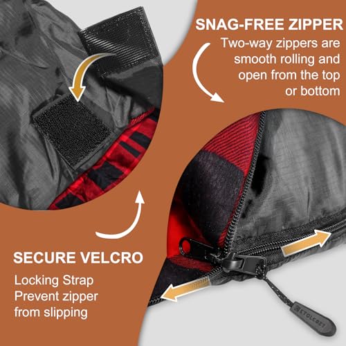 XL Queen Size Double Sleeping Bag for 2 Adults - Black & Red, Portable Camping Bed