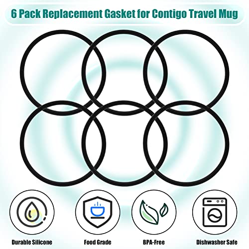 6 Pack Silicone Replacement Seals for 16oz & 20oz Travel Mugs - Leakproof Gaskets