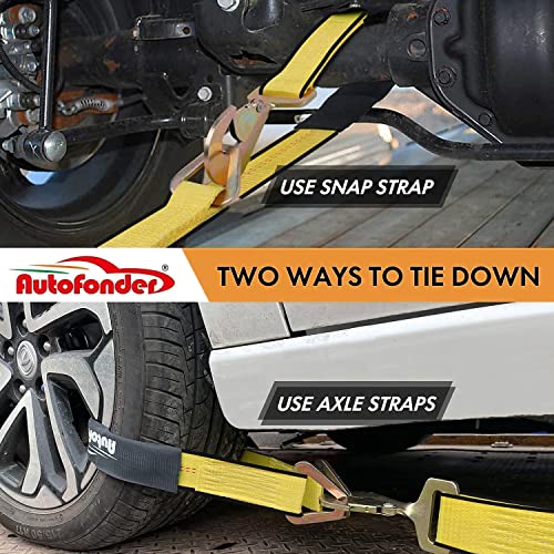 Autofonder Car Tie Down Kit 4-Pack - 2x10ft Ratchet Straps with Snap Hooks, Vehicle Cargo Securement