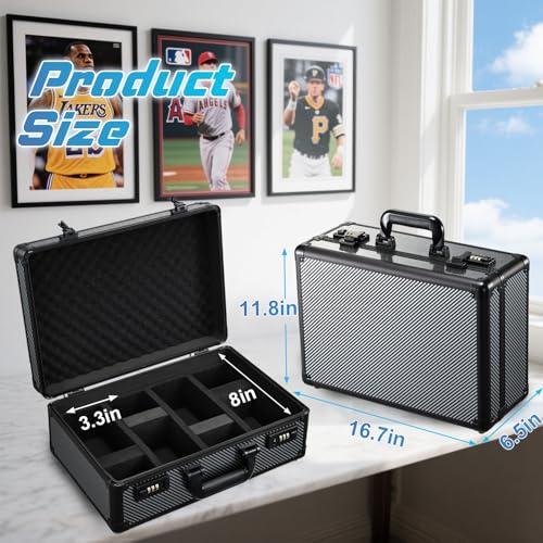 Black 4-Row Card Storage Box for Sports Trading Cards with Combo Lock - Holds 150+ Slabs & 1500+ Loose Cards