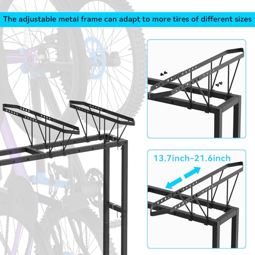 YBING Freestanding Bike Rack Garage - Vertical 4 Bike Storage Stand