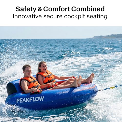 PEAKFLOW Velocita 2-Rider Towable Tube for Boating - High-Speed Water Fun
