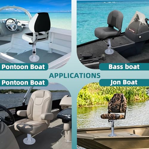 AmarinePlay Adjustable Boat Seat Pedestal & Base - 13-19 Inch Swivel Marine Seat Mount