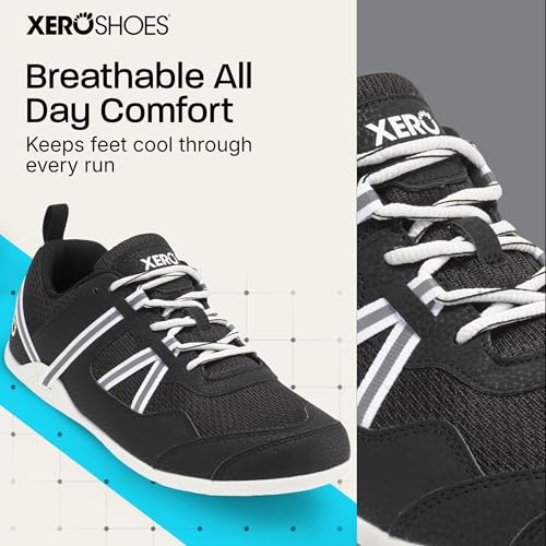 Men's Barefoot Sneaker - Xero Shoes Prio, Black & White, Size 12