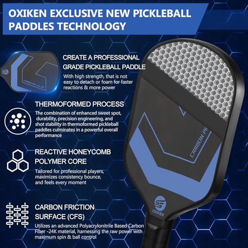 SS OXIKEN USAPA Approved Carbon Fiber Pickleball Paddle Blue 16mm
