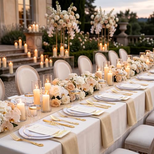 Gold Plastic Dinnerware Set for Weddings and Parties - 700PCS
