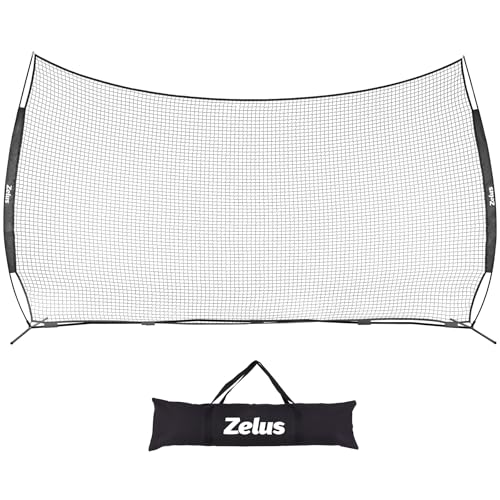 Black 16x10 ft Baseball & Softball Backstop Net - Durable Training Barrier