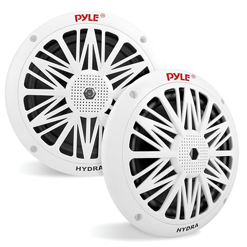 6.5-Inch Dual Marine Waterproof Speakers - 2-Way Weather Resistant Stereo System, 200W Power, White, Pair