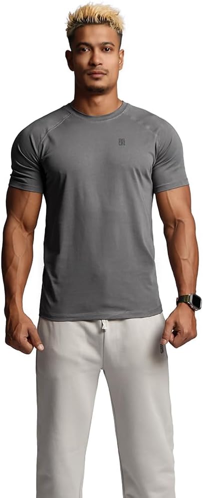 Skiennix Men's Athletic T-Shirts - Breathable Wicking Fabric - Casual Short Sleeve Crew Neck