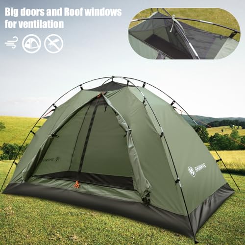 Green 2-Person Backpacking Tent - Ultralight Waterproof Camping Shelter