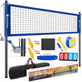 OKKMAX Blue Outdoor Volleyball Net Set with Adjustable Poles, Anti-Sag Design & Accessories