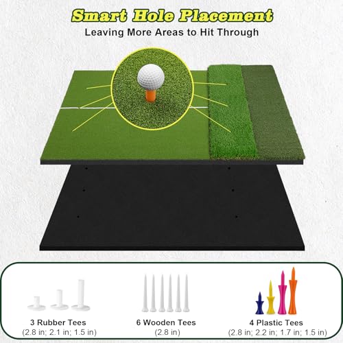 Premium Golf Hitting Mat 6x4ft Extra Large with Real Tee & Shock Absorption