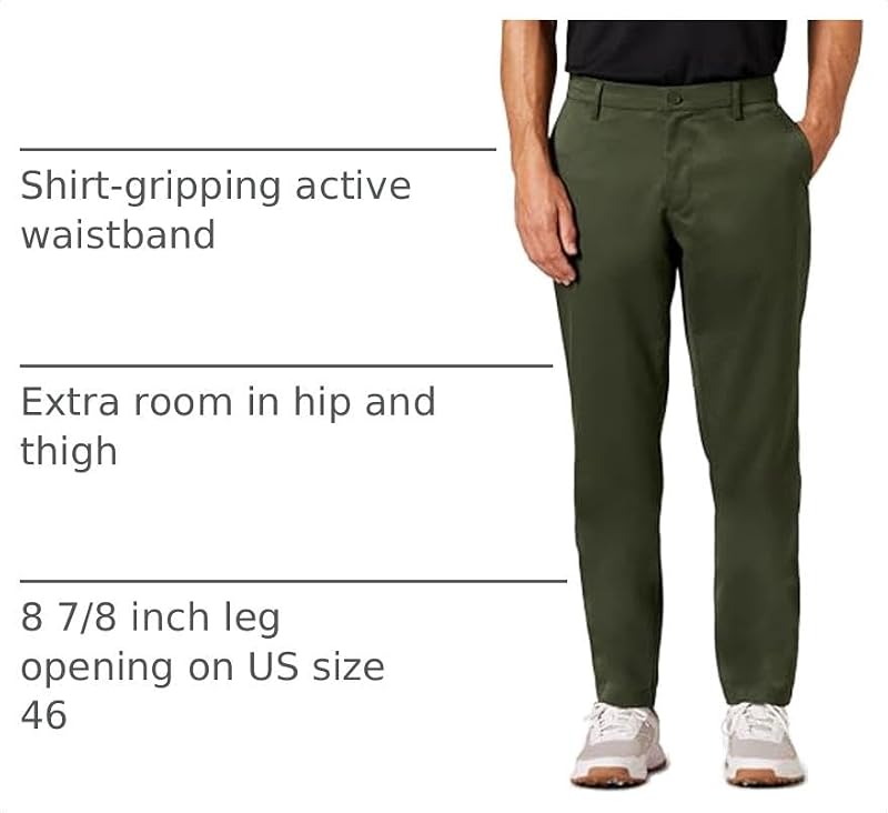 Men's Athletic-Fit Moisture-Wicking Golf Pants - Dark Olive, 30W x 28L
