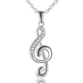 WDIYIEETN Fashion Jewelry 925 Sterling Silver CZ Crystal Musical Note Pendant Necklace