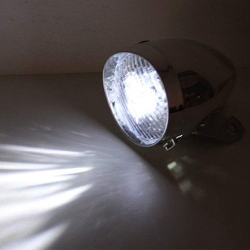 SYCOOVEN Bicycle Vintage Light, 3 LED Vintage Retro Bicycle Bike Front Light Lamp Retro Bike Headlight for Night Riding, Cycling Flashlight Headlamp with Bracket(Silver)