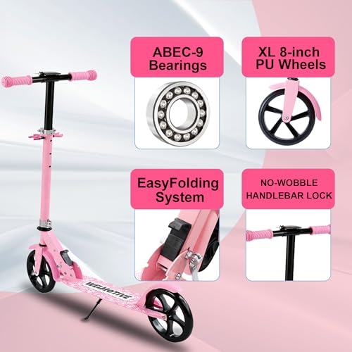 Welmotive Pink Kids & Teens Foldable Kick Scooter with Adjustable Handlebars