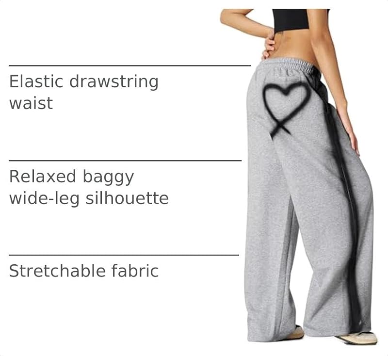 Aelfric Eden Women's Wide Leg Graffiti Heart Lounge Sweatpants with Pockets
