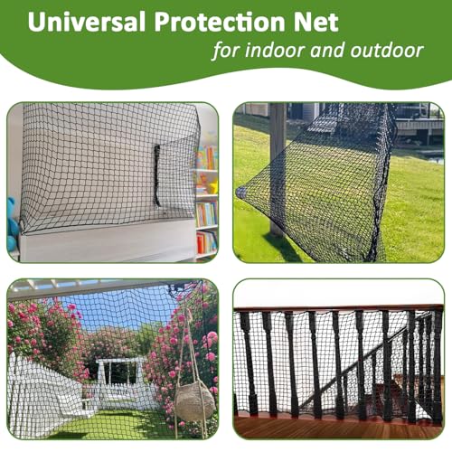 KAERYHET 4.9x32.8ft Heavy Duty Safety Rope Net Kids Pet Balcony Railing Protection