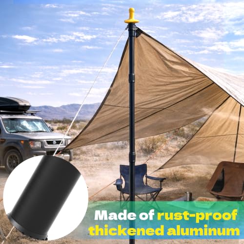 KJE 4 Pack Adjustable Heavy-Duty Aluminum Tent Poles with Stakes & Caps - Variation 2
