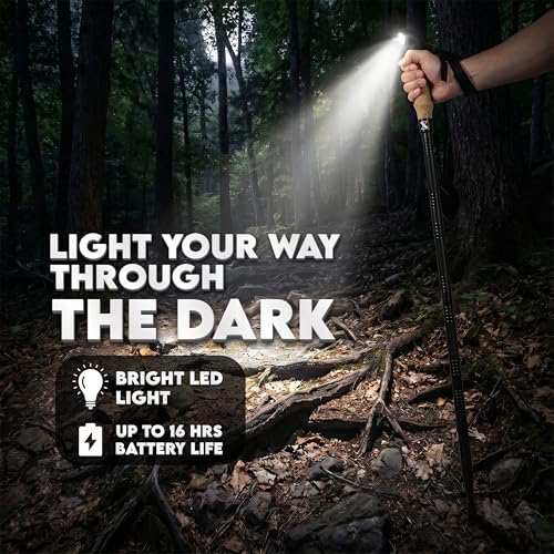 SmartstickX Tactical Hiking & Walking Stick with Multi-Tool, Power Bank, Light & USB Fan
