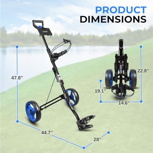 Lightweight Foldable Golf Push Cart with Brake and Scorecard Holder - Aluminum Trolley