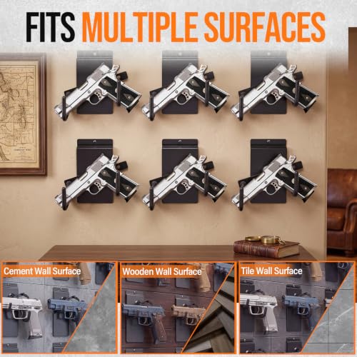 10 Pack Pistol Wall Mount Rack - Adjustable Display Holder for Firearms