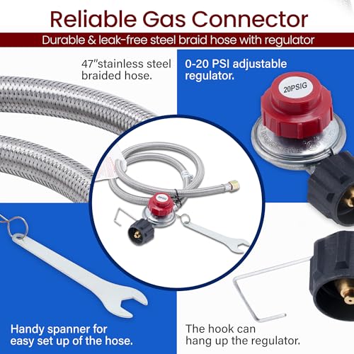 Stainless Steel 200,000 BTU Propane Burner with Regulator - Outdoor Gas Stove