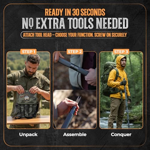 15-in-1 Tactical Survival Walking Stick & Hiking Staff - Heavy Duty Collapsible Multitool
