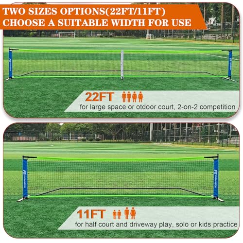 Hoverphenix 22FT & 11FT Pickleball Net Set - Portable Outdoor & Indoor Net with Carry Bag - Blue & Green Variation