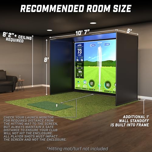 Golf Simulator Enclosure Nets Set - 10 x 8 ft Impact Screen & Frame Kit