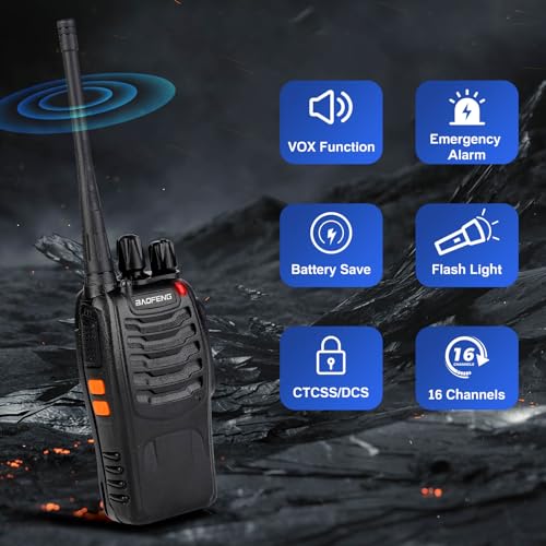 Baofeng 888S Walkie Talkies 10 Pack with Earpieces Long Range Two-Way Radios